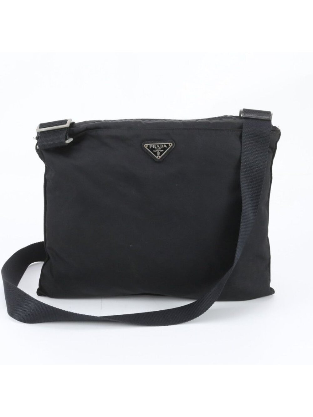 Prada Tessuto Nylon Triangle Logo Shoulder Bag Crossbody Messenger Black
